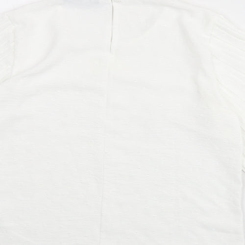 Boohoo Womens White Polka Dot Polyester Basic Blouse Size 10 Round Neck