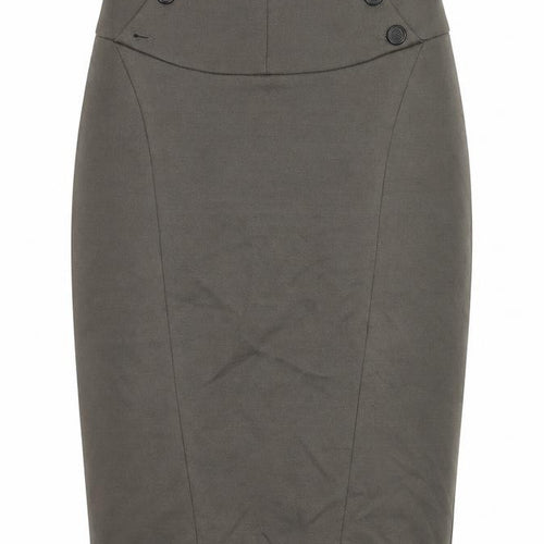 Zara Womens Green Polyester Straight & Pencil Skirt Size S Zip