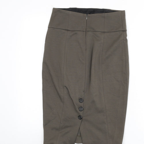 Zara Womens Green Polyester Straight & Pencil Skirt Size S Zip