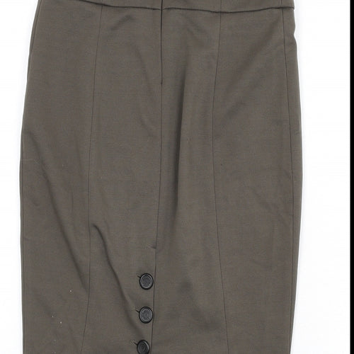 Zara Womens Green Polyester Straight & Pencil Skirt Size S Zip