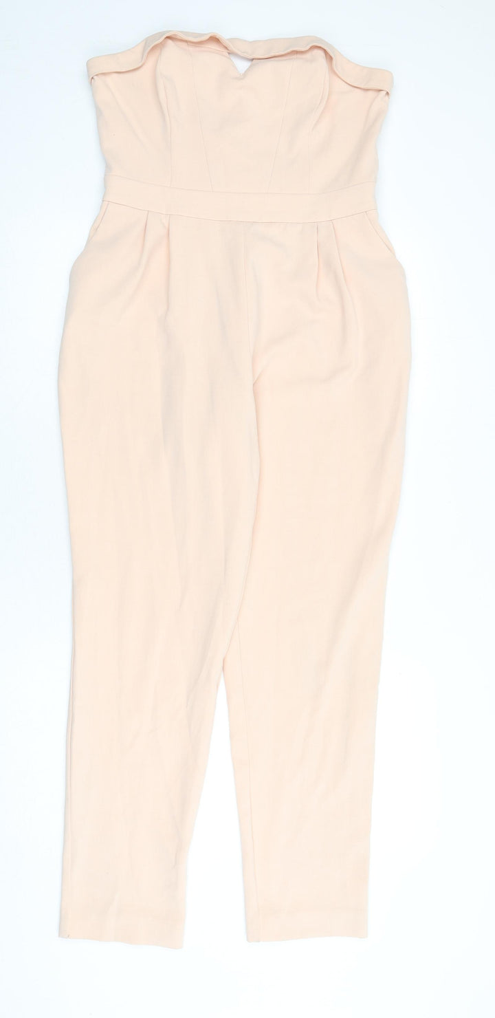 River Island Womens Pink Polyester Jumpsuit One-Piece Size 14 L28 in Zip - Keyhole Cut Out