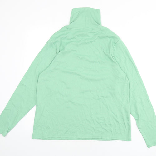 Marks and Spencer Womens Green Cotton Basic T-Shirt Size 22 High Neck - Ribbed