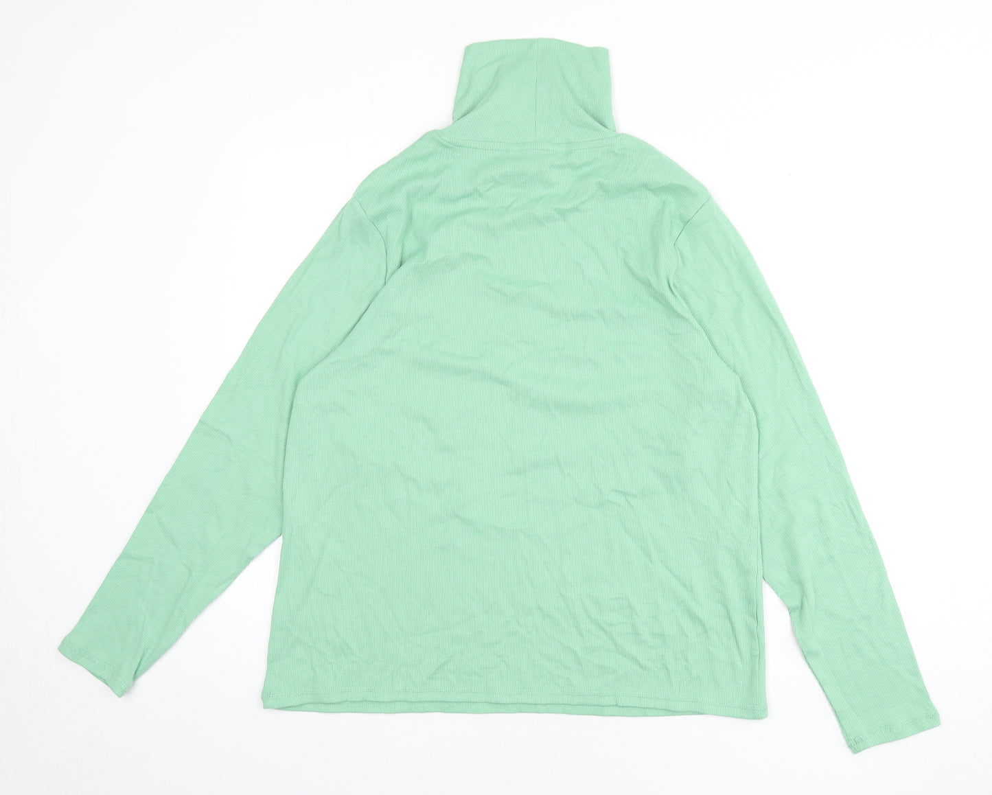 Marks and Spencer Womens Green Cotton Basic T-Shirt Size 22 High Neck - Ribbed