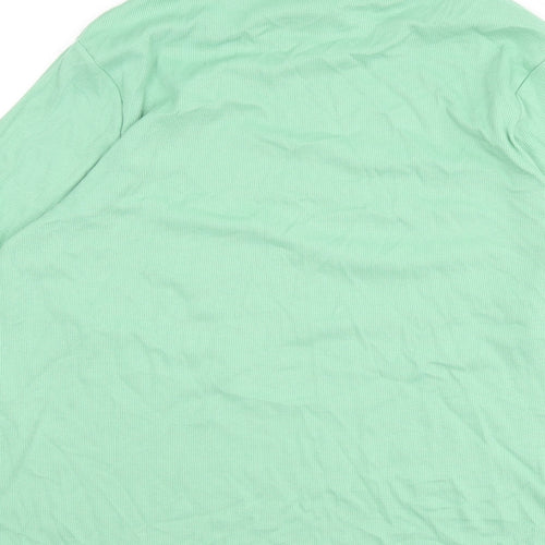 Marks and Spencer Womens Green Cotton Basic T-Shirt Size 22 High Neck - Ribbed