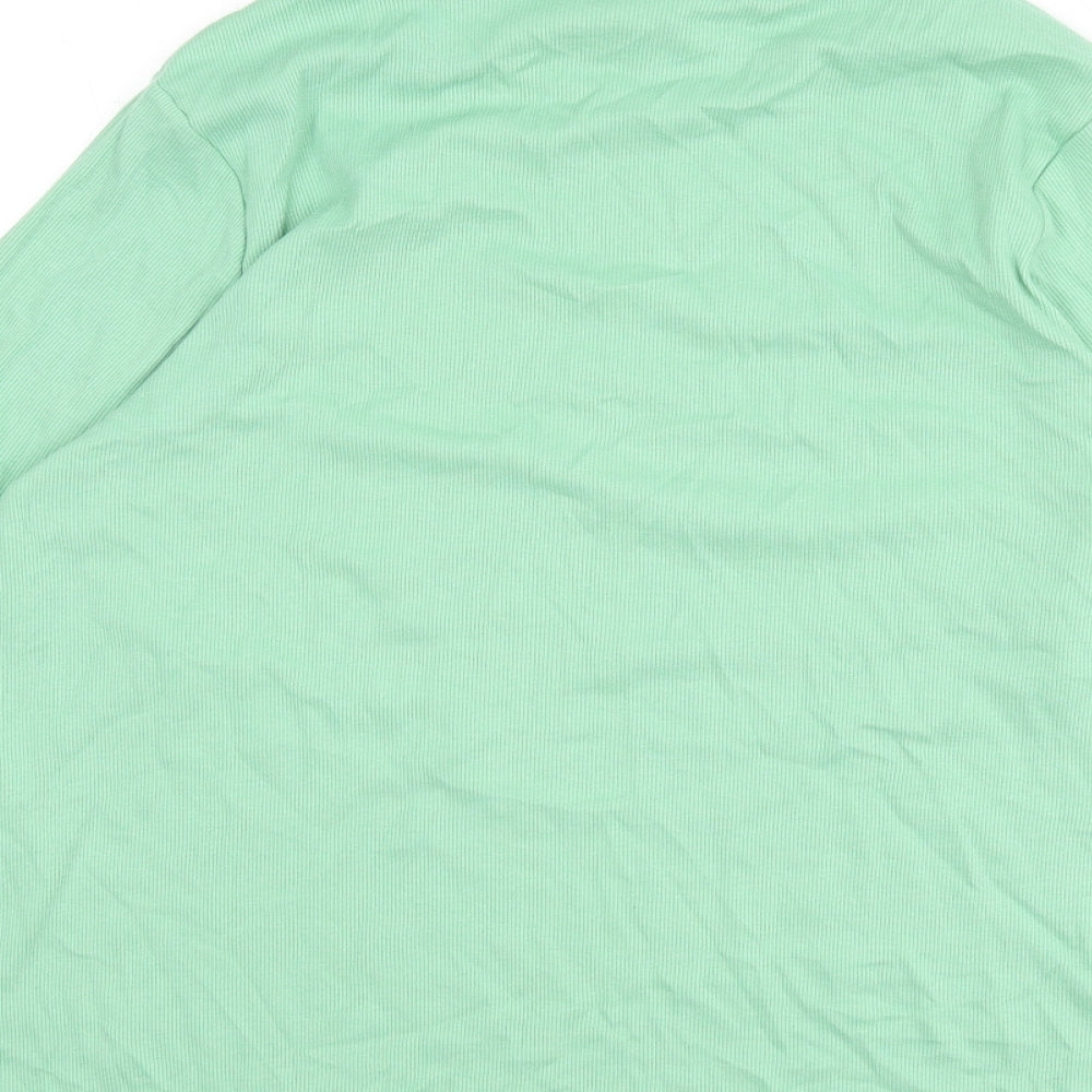 Marks and Spencer Womens Green Cotton Basic T-Shirt Size 22 High Neck - Ribbed