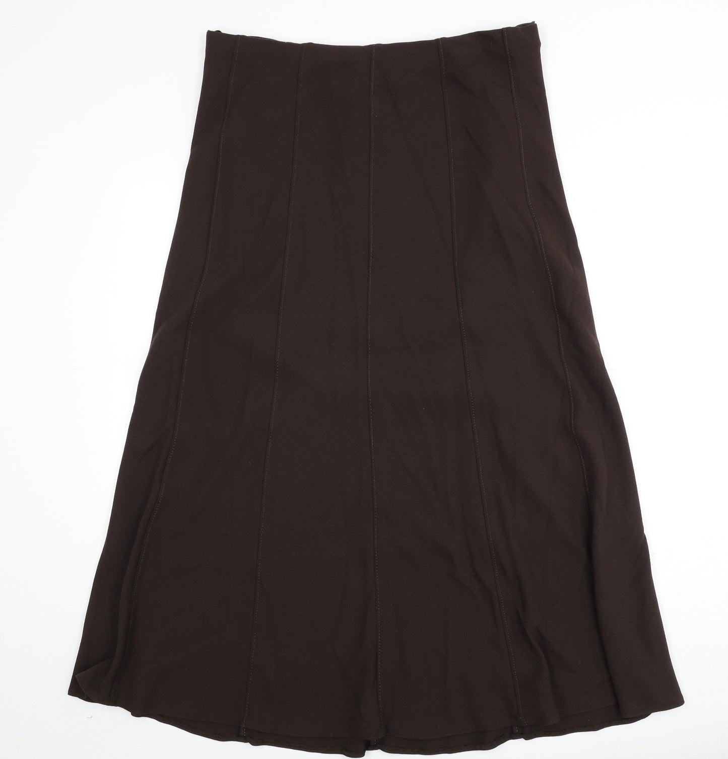 Marks and Spencer Womens Brown Polyester Flare Skirt Size 18
