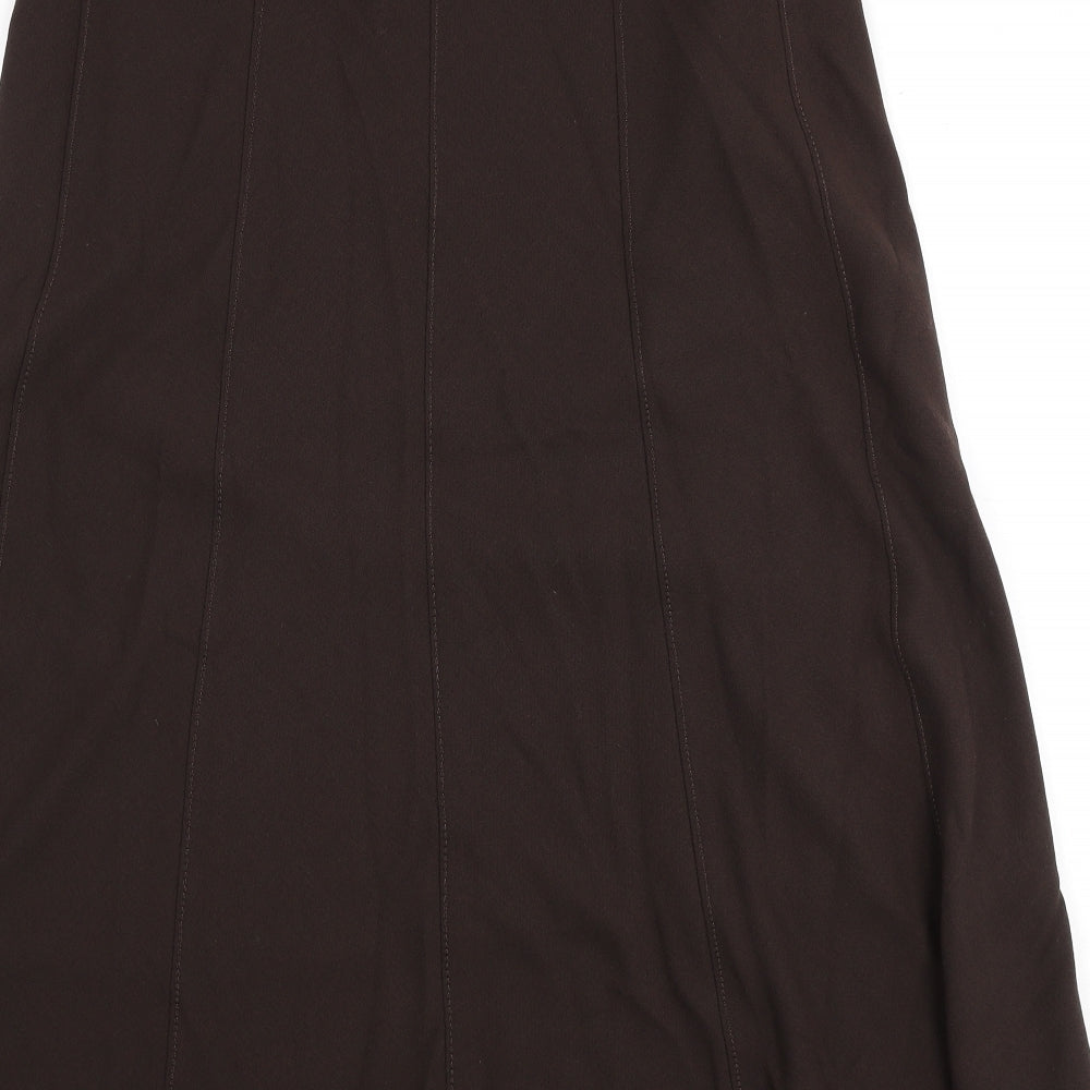 Marks and Spencer Womens Brown Polyester Flare Skirt Size 18