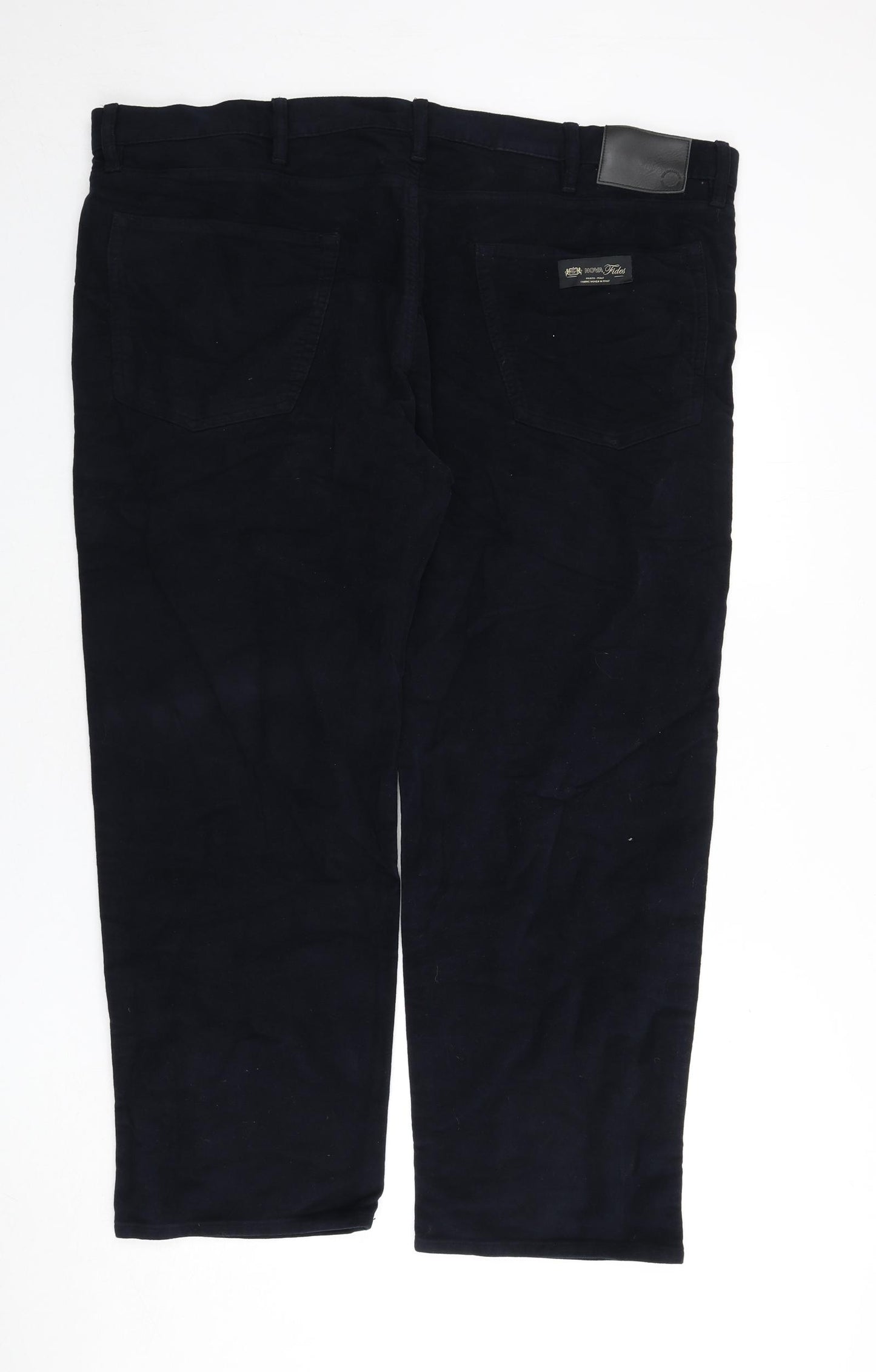 Marks and Spencer Mens Blue Cotton Trousers Size 46 in L29 in Regular Zip