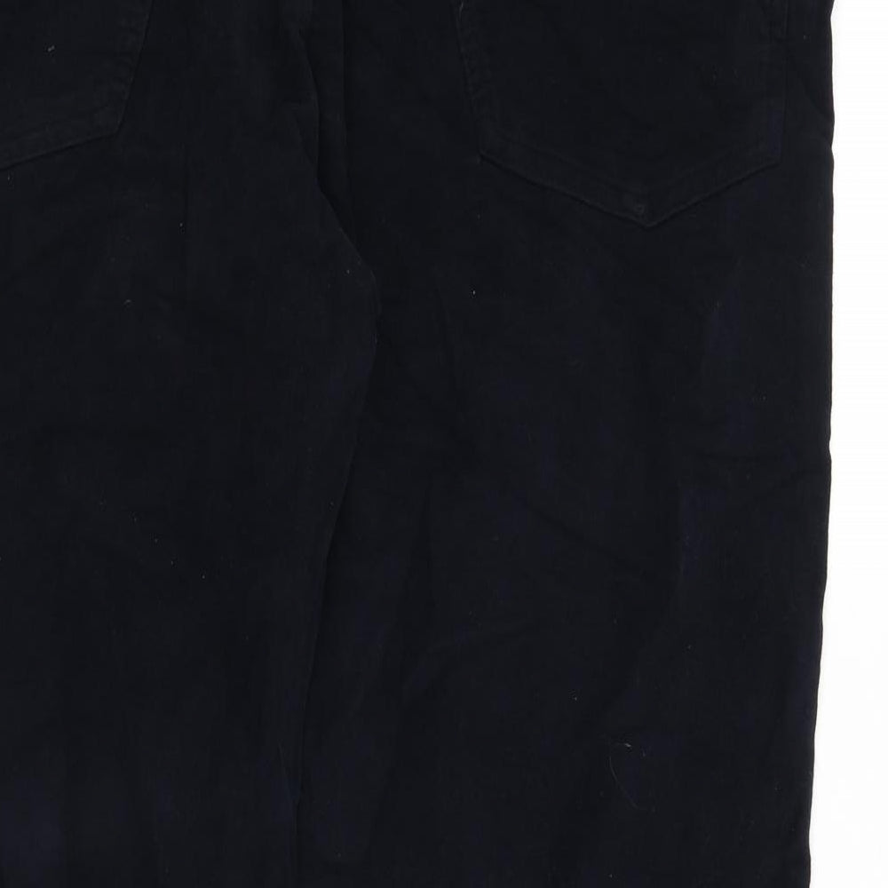 Marks and Spencer Mens Blue Cotton Trousers Size 46 in L29 in Regular Zip