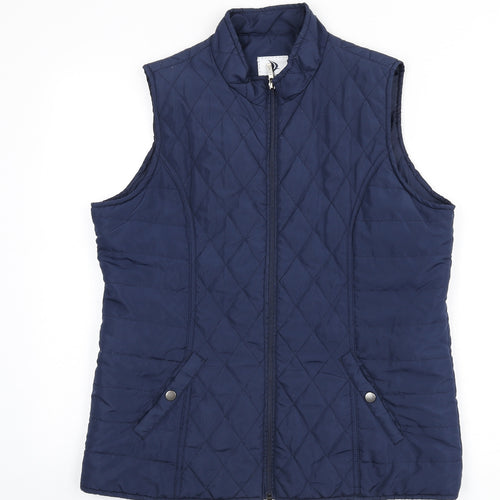 DASH Womens Blue Gilet Waistcoat Size 14 Zip - Quilted