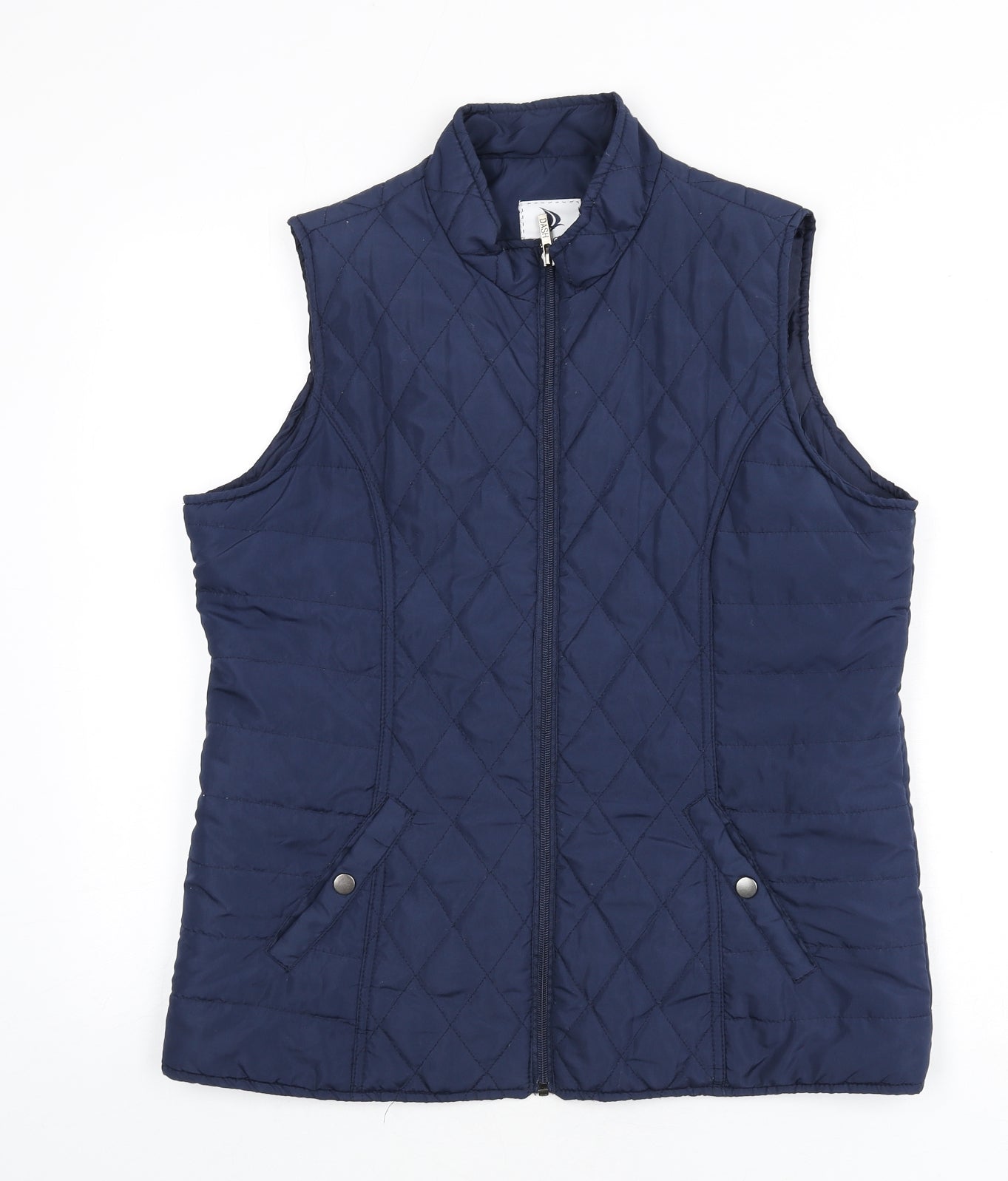 DASH Womens Blue Gilet Waistcoat Size 14 Zip - Quilted