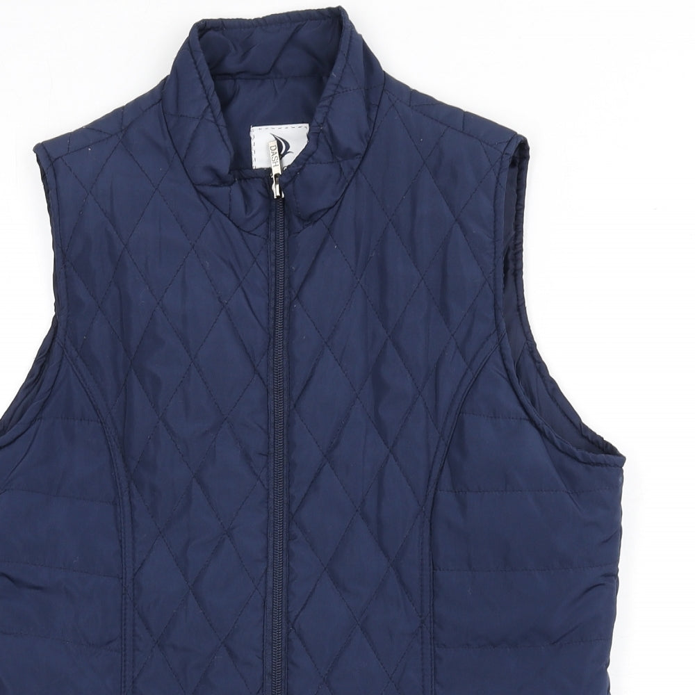 DASH Womens Blue Gilet Waistcoat Size 14 Zip - Quilted