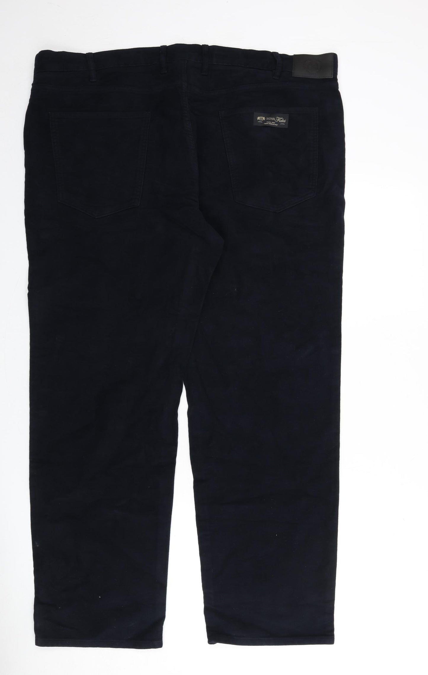 Marks and Spencer Mens Blue Cotton Trousers Size 44 in L31 in Regular Zip