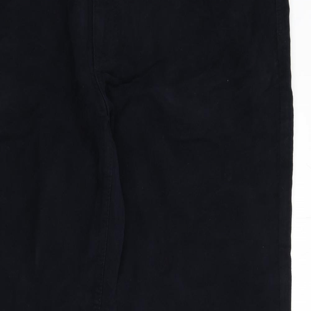 Marks and Spencer Mens Blue Cotton Trousers Size 44 in L31 in Regular Zip