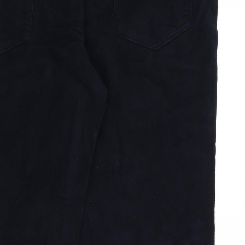 Marks and Spencer Mens Blue Cotton Trousers Size 44 in L31 in Regular Zip
