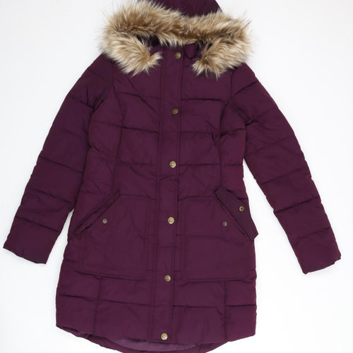 MANTARAY PRODUCTS Womens Purple Parka Coat Size 8 Zip