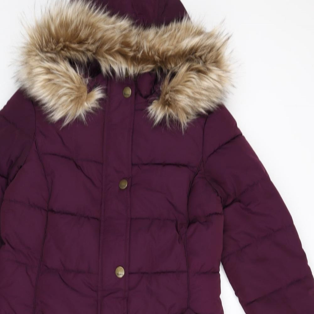MANTARAY PRODUCTS Womens Purple Parka Coat Size 8 Zip