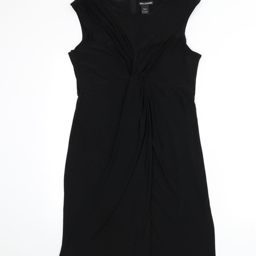 Nina Leonard Womens Black Polyester A-Line Size M Scoop Neck Zip - Knot Front