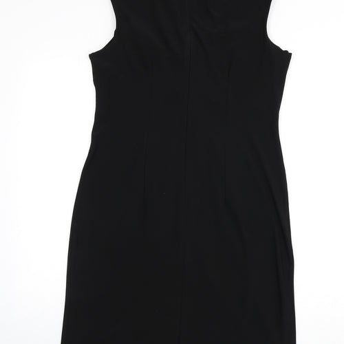 Nina Leonard Womens Black Polyester A-Line Size M Scoop Neck Zip - Knot Front