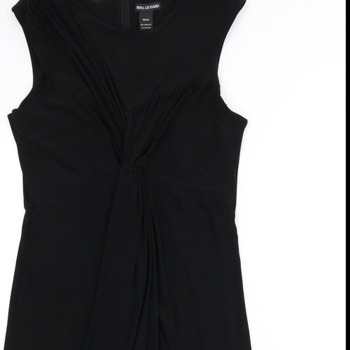 Nina Leonard Womens Black Polyester A-Line Size M Scoop Neck Zip - Knot Front