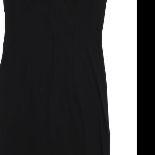 Nina Leonard Womens Black Polyester A-Line Size M Scoop Neck Zip - Knot Front