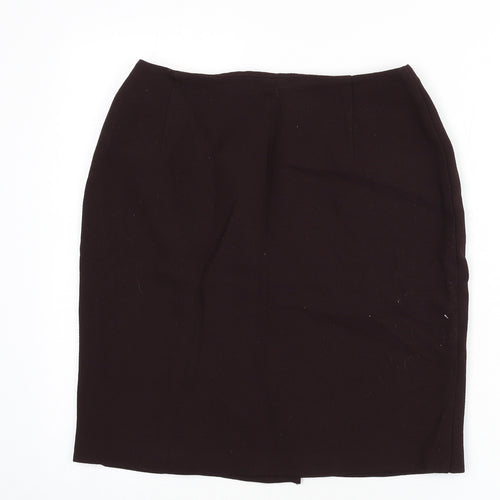 St Michael Womens Red Viscose Straight & Pencil Skirt Size 12 Zip - Slit