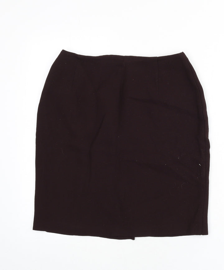 St Michael Womens Red Viscose Straight & Pencil Skirt Size 12 Zip - Slit