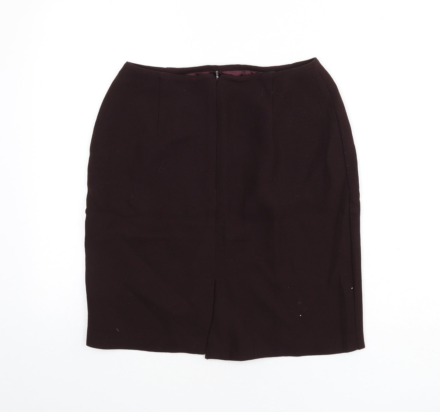 St Michael Womens Red Viscose Straight & Pencil Skirt Size 12 Zip - Slit