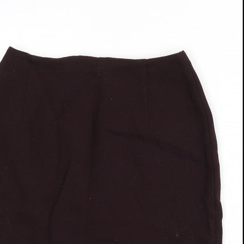 St Michael Womens Red Viscose Straight & Pencil Skirt Size 12 Zip - Slit