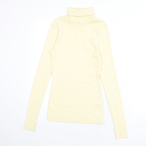 Arket Womens Yellow Roll Neck Wool Pullover Jumper Size M