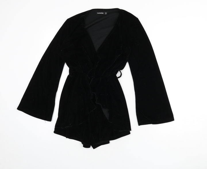 Boohoo Womens Black Polyester Romper One-Piece Size 6 L3 in Pullover