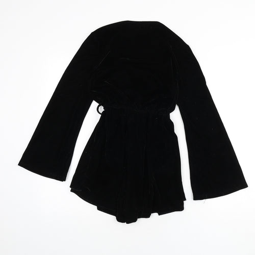 Boohoo Womens Black Polyester Romper One-Piece Size 6 L3 in Pullover
