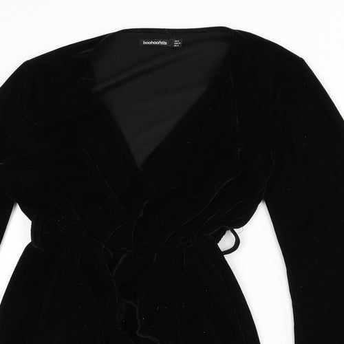 Boohoo Womens Black Polyester Romper One-Piece Size 6 L3 in Pullover