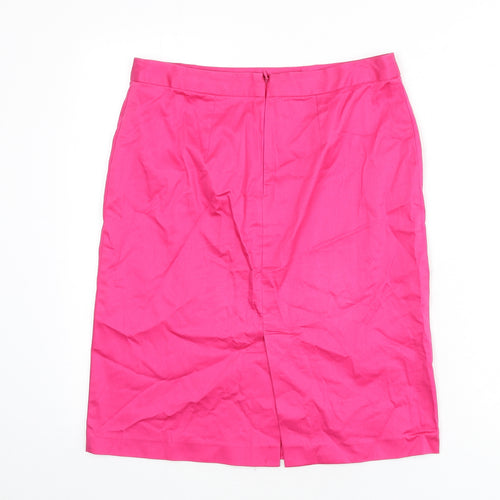 La Redoute Womens Pink Cotton Straight & Pencil Skirt Size 12 Zip