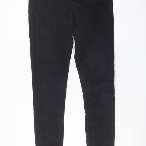 Topshop Womens Black Cotton Skinny Jeans Size 26 in L30 in Regular Button