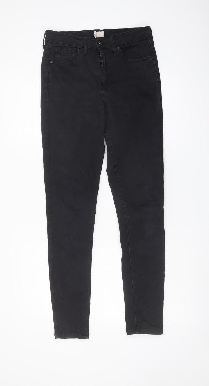 Topshop Womens Black Cotton Skinny Jeans Size 26 in L30 in Regular Button