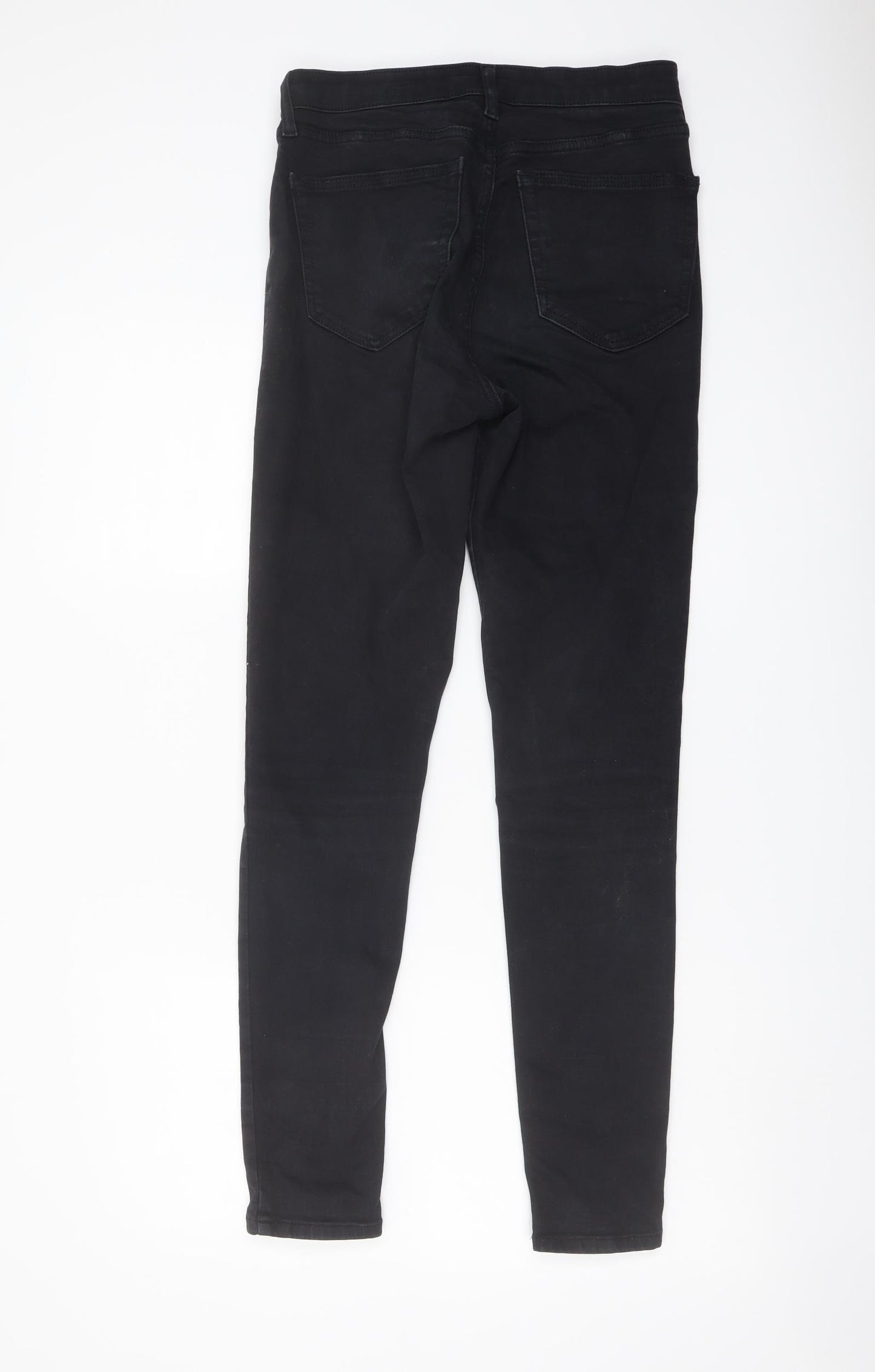 Topshop Womens Black Cotton Skinny Jeans Size 26 in L30 in Regular Button