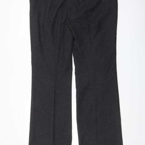 Marks and Spencer Womens Grey Wool Trousers Size 14 L31 in Regular Button