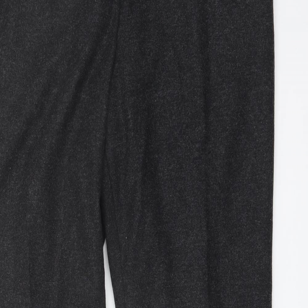 Marks and Spencer Womens Grey Wool Trousers Size 14 L31 in Regular Button