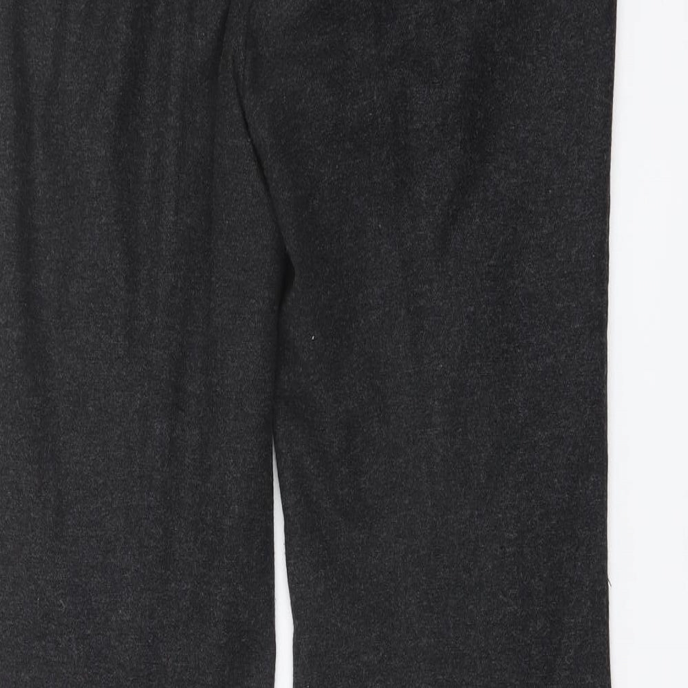 Marks and Spencer Womens Grey Wool Trousers Size 14 L31 in Regular Button