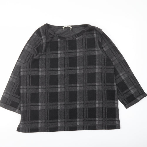 Indigo Womens Green Round Neck Plaid Polyester Pullover Jumper Size 16