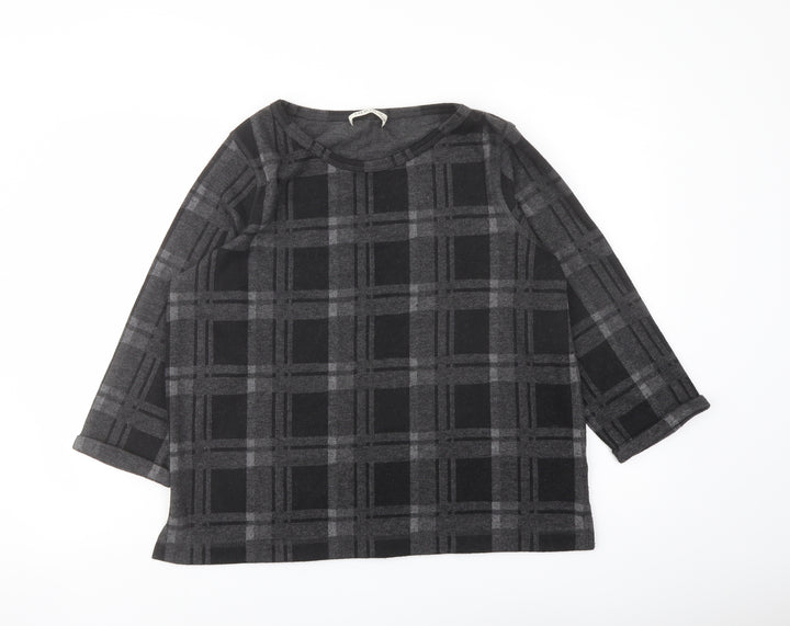 Indigo Womens Green Round Neck Plaid Polyester Pullover Jumper Size 16