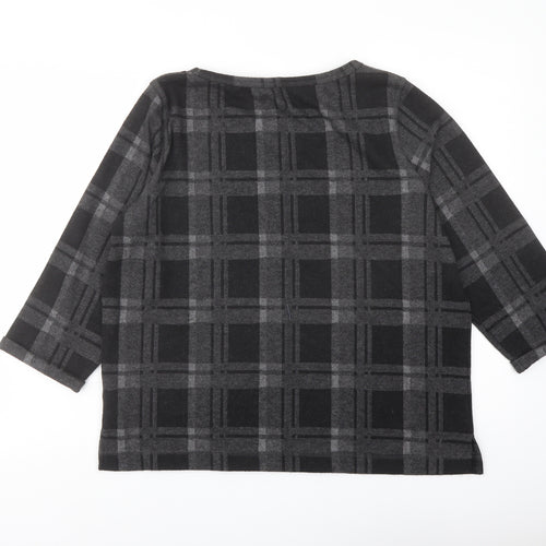 Indigo Womens Green Round Neck Plaid Polyester Pullover Jumper Size 16