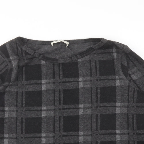 Indigo Womens Green Round Neck Plaid Polyester Pullover Jumper Size 16