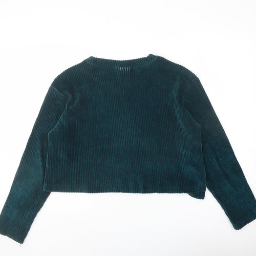 Weekday Womens Green Cotton Basic Blouse Size S Round Neck