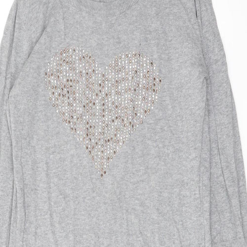 NEXT Womens Grey Round Neck Cotton Tunic Jumper Size 8
