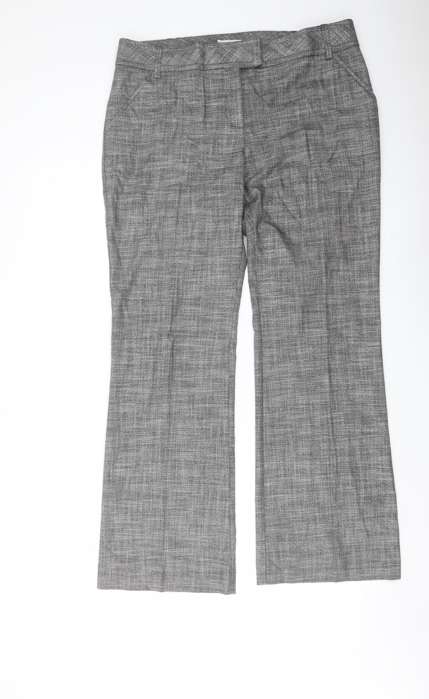 Monsoon Womens Grey Polyester Trousers Size 14 L31 in Regular Button