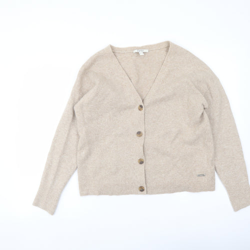 Esprit Womens Beige V-Neck Acrylic Cardigan Jumper Size M