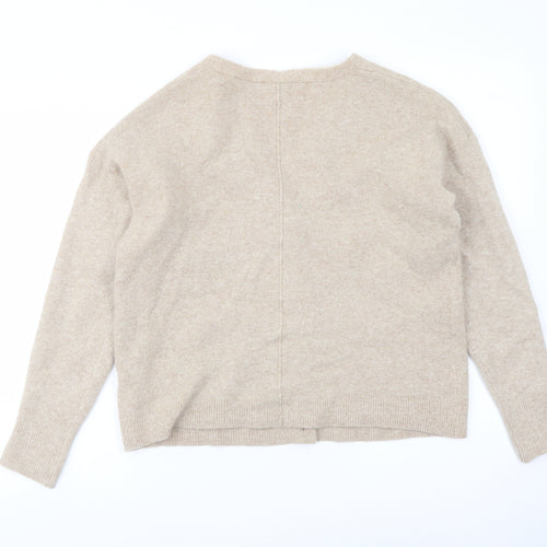 Esprit Womens Beige V-Neck Acrylic Cardigan Jumper Size M
