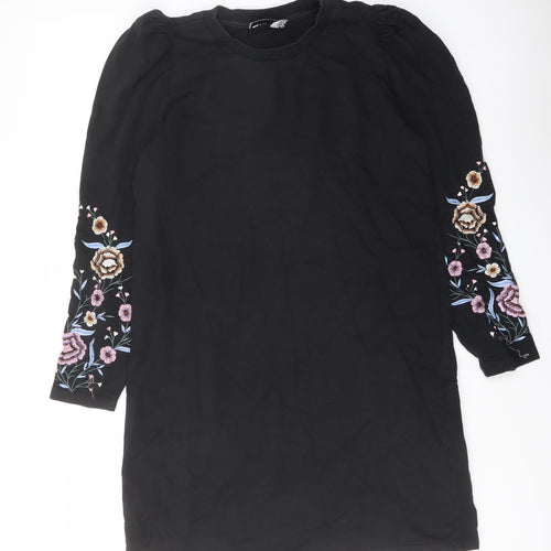 ASOS Womens Black Polyester A-Line Size 8 Crew Neck Pullover